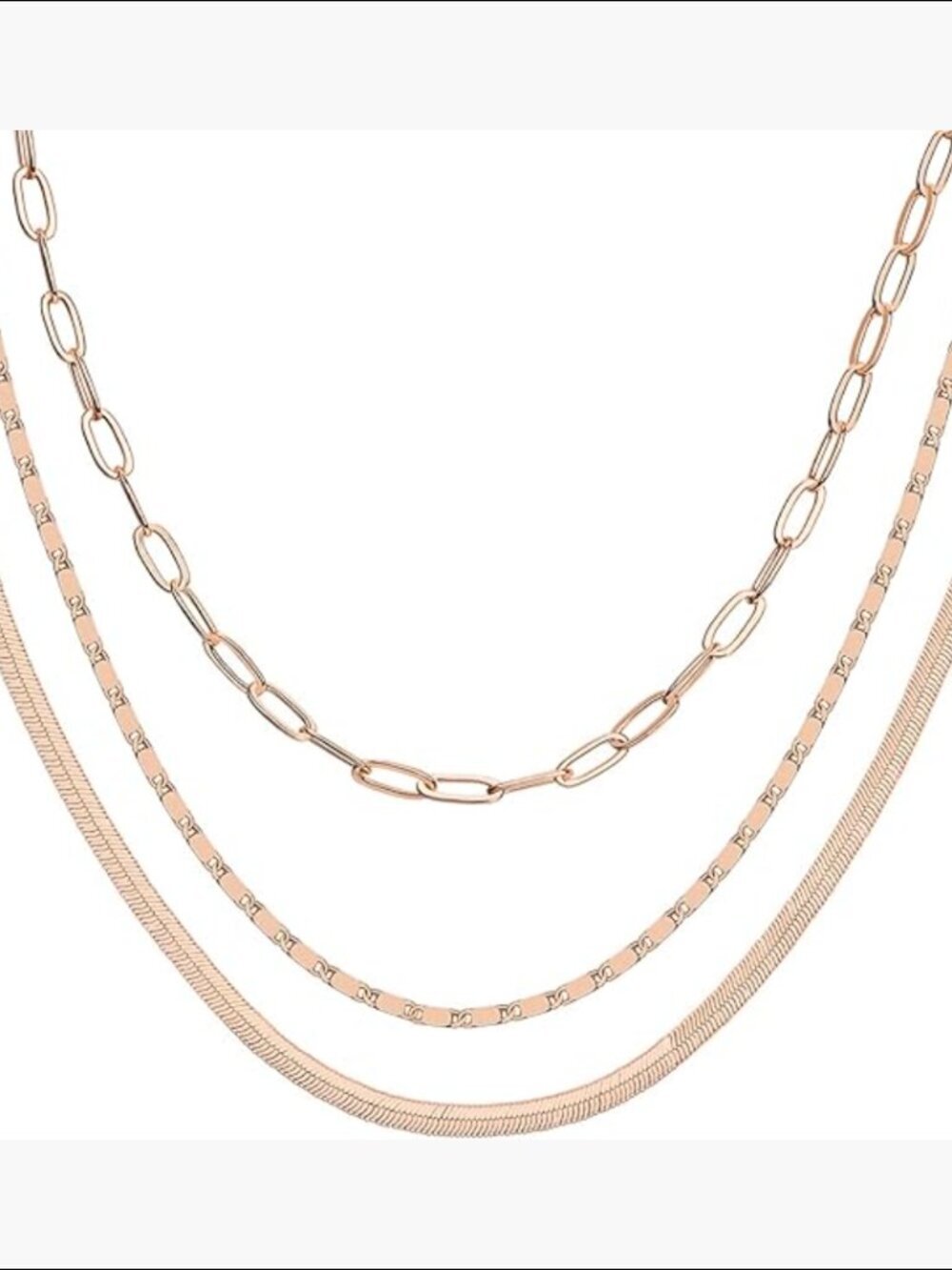 14K Gold Layering Necklace Snake Curb Paperclip Chains